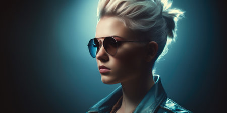 Fashion shot of a beautiful woman in sunglasses. Optics style.の素材