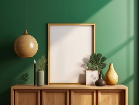 Mock up poster frame in modern interior backgroundの素材
