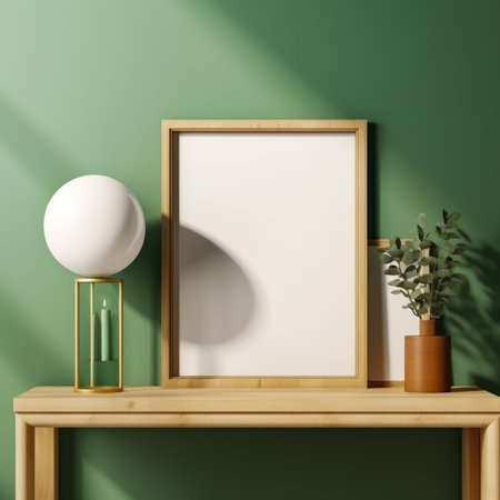 Mock up poster frame in modern interior backgroundの素材