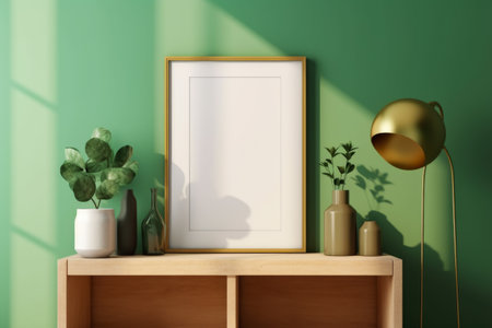 Mock up poster frame in interior backgroundの素材