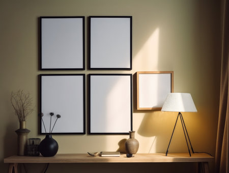 Mock up poster frame in interior background.の素材