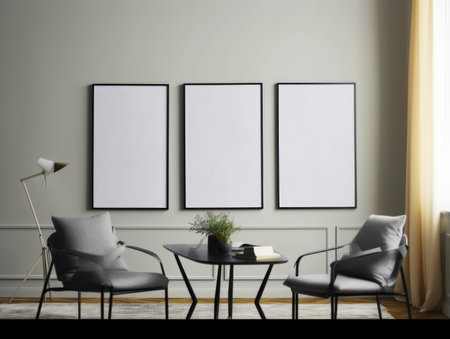 Mockup poster frame in interior backgroundの素材