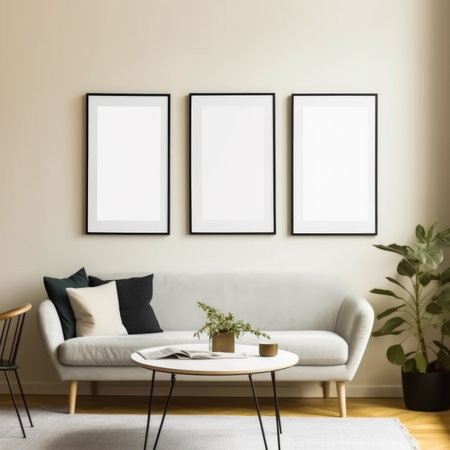 Mock up poster frame in interior background, Scandinavian styleの素材