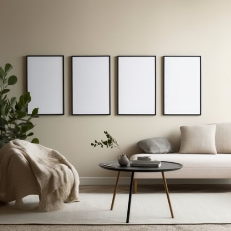 Mock up poster frame in interior background, Scandinavian styleの素材