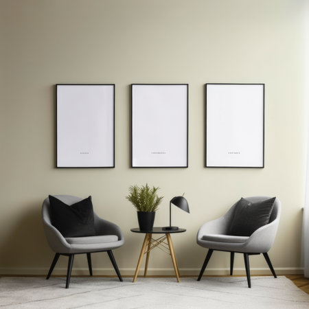 Mock up poster frame in interior backgroundの素材