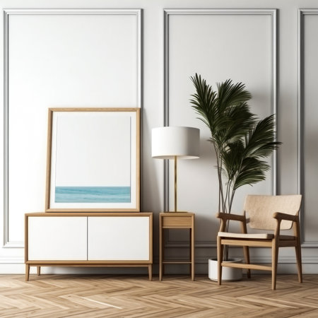 Mock up poster frame in classic interior backgroundの素材