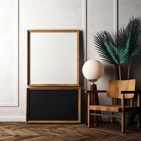 Mock up poster frame in interior backgroundの素材