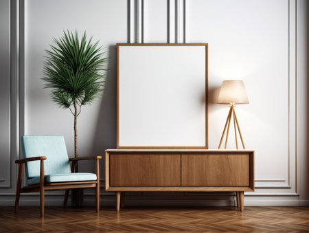 Mock up poster frame in classic interior backgroundの素材