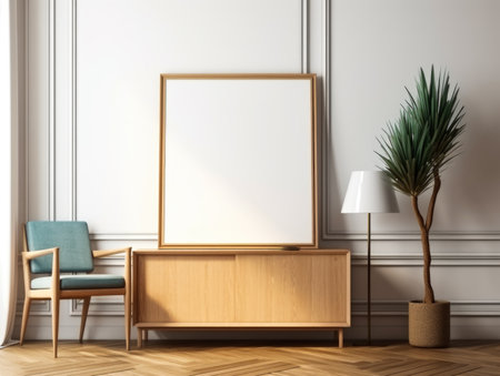 Mock up poster frame in interior background.の素材