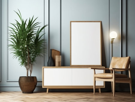 Mock up poster frame in classic interior background.の素材