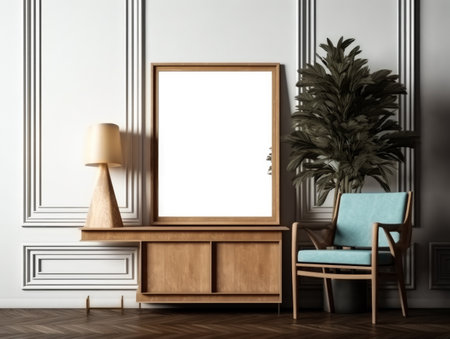 Mock up poster frame in classic interior background.の素材