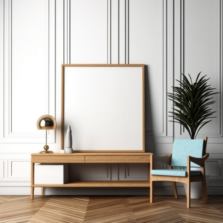 Mock up poster frame in classic interior background.の素材