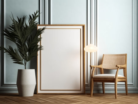 Mock up poster frame in classic interior backgroundの素材
