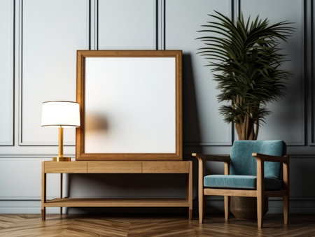 Mock up poster frame in classic interior with armchair.の素材