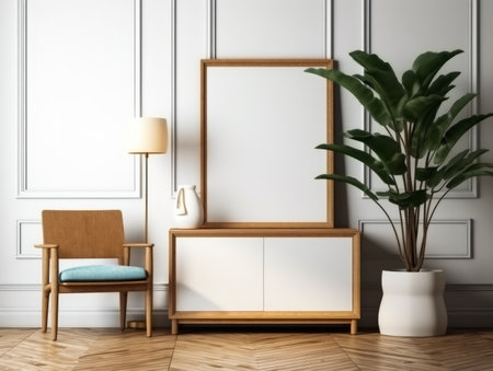 Mock up poster frame in classic interior background.の素材