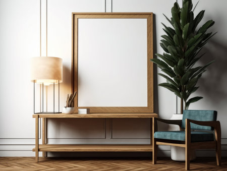 Mockup poster frame in interior backgroundの素材