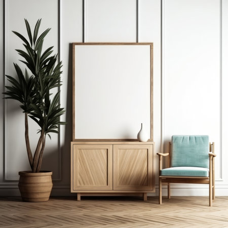 Mock up poster frame in classic interior backgroundの素材