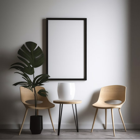 Mock up poster frame in interior backgroundの素材