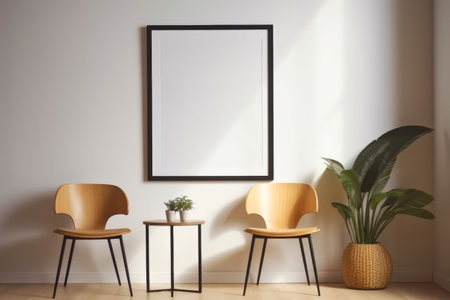 Mock up poster frame in modern interior backgroundの素材