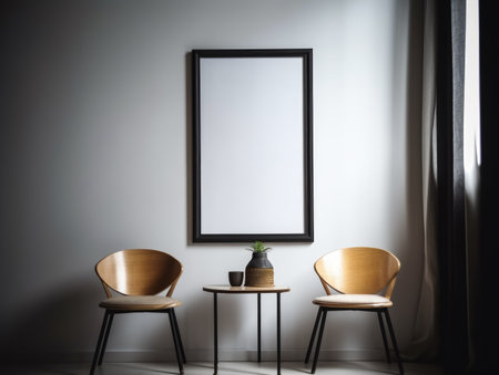 Mock up poster frame in modern interior backgroundの素材