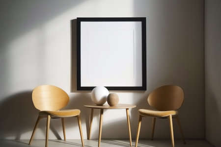 Interior of modern living room with mock up poster frame.の素材