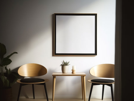 Mockup poster frame in modern interior backgroundの素材