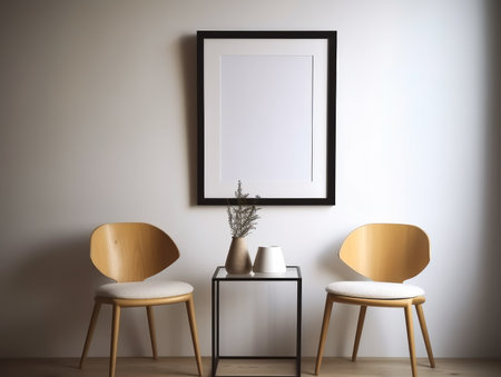 Mock up poster frame in interior backgroundの素材