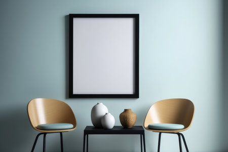 Mock up poster frame in modern interior backgroundの素材