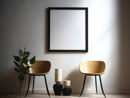 Mock up poster frame in modern interior backgroundの素材