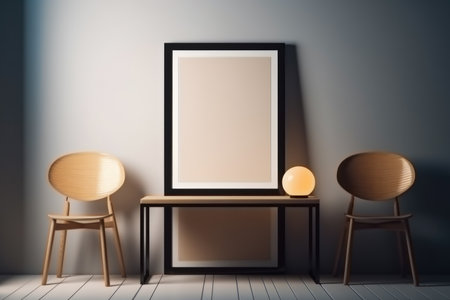 Mockup poster frame in modern interior background.の素材