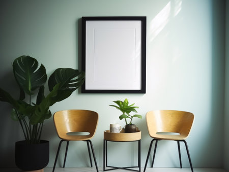 Mock up poster frame in modern living room interior.の素材