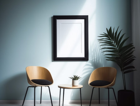Mock up poster frame in modern interior backgroundの素材