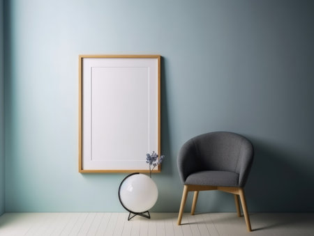 Mock up poster frame in modern interior backgroundの素材