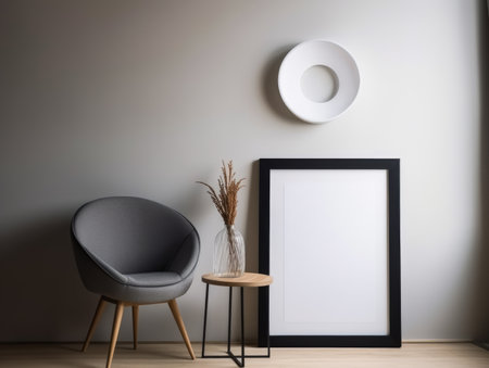 Mock up poster frame in living room interiorの素材