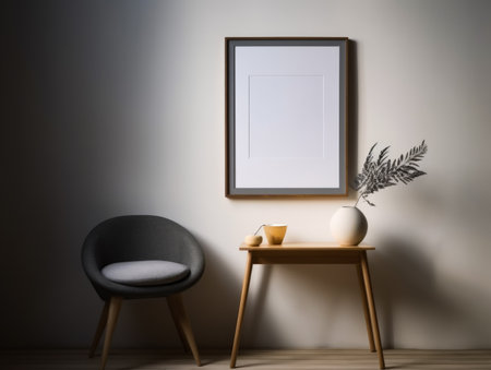 Mock up poster frame in interior backgroundの素材
