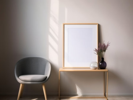 Mock up poster frame in interior background.の素材
