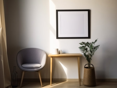 Mock up poster frame in living room interiorの素材