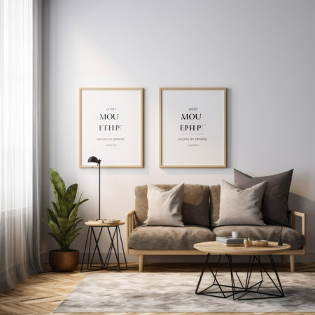 Mock up Poster frame in interior background, Scandinavian styleの素材