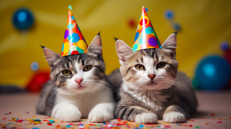 cats in party hats.の素材