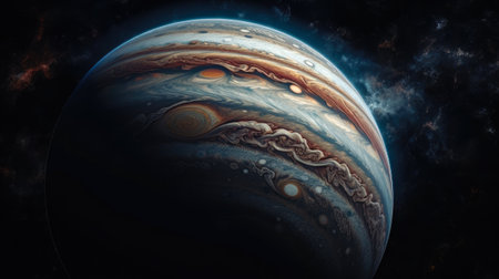 planet jupiter view from spaceの素材