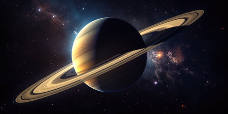 planet saturn view from spaceの素材