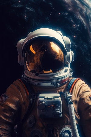 Astronaut in outer space. Astronaut in space suit.の素材