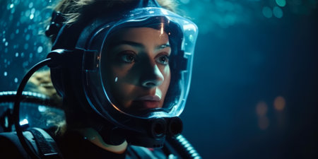 Portrait of a female scuba diver.の素材