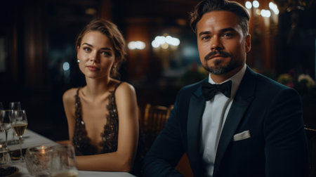 date in a restaurant man and womanの素材