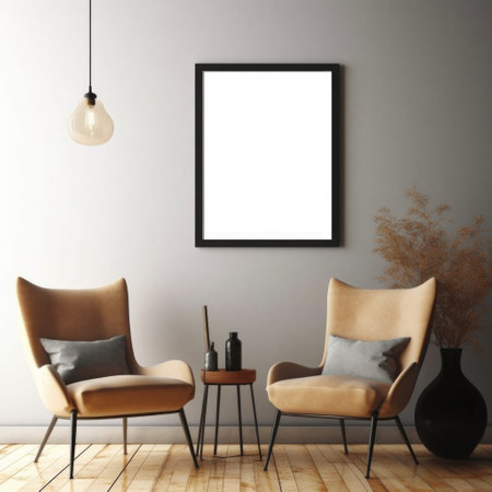 An untouched picture frame mockup, ready to showcase your unique vision and style. Generative AIの素材
