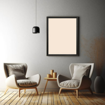 An untouched picture frame mockup, ready to showcase your unique vision and style. Generative AIの素材