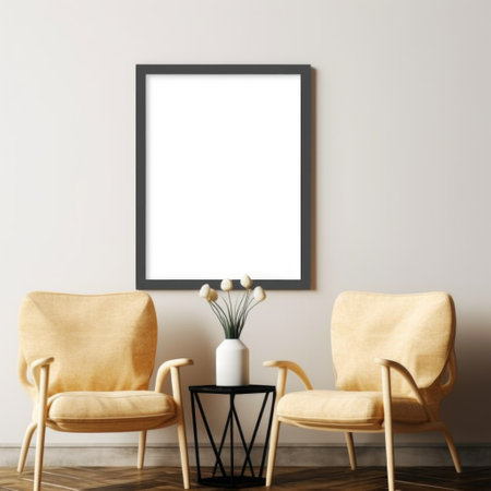 An untouched picture frame mockup, ready to showcase your unique vision and style. Generative AIの素材