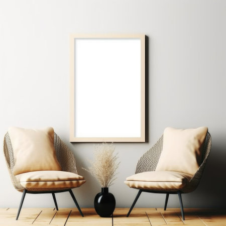 An empty picture frame mockup, awaiting your personal touch to bring it to life. Generative AIの素材
