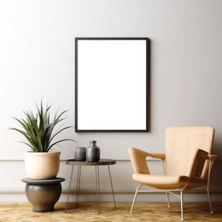 An untouched picture frame mockup, ready to showcase your unique vision and style. Generative AIの素材