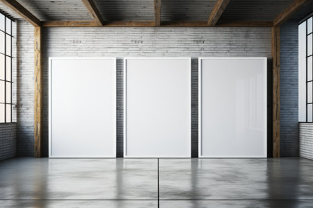 An eye-catching, larger-than-life mockup frame making a bold statement atop a sleek metal floor with an industrial flair. Generative AIの素材